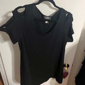 💜 2X Promises Peomises Black Cut-Out cold Shoulder Top